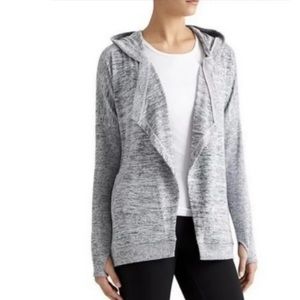 Athleta Blissful Wrap Hooded Cardigan Gray Marled